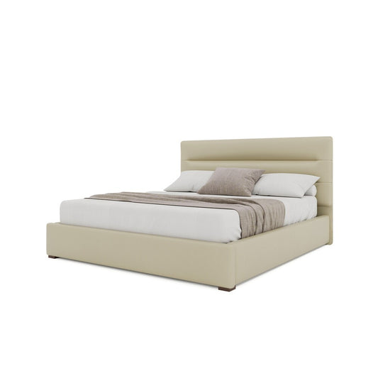 Nativa Interiors - Moyra Horizontal Channel Tufted Eco-Leather Low 47in Queen Cream Bed - BED-MOYRA-HC-LOW-QN-VIN-CREAM veiw 2