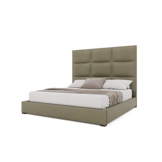 Nativa Interiors - Moyra Square Tufted Eco-Leather Medium 67in California King Stone Bed - BED-MOYRA-SQ-MID-CA-VIN-STONE veiw 2