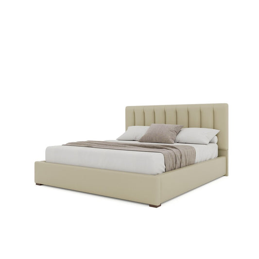 Nativa Interiors - Moyra Vertical Channel Tufted Eco-Leather Low 47in California King Cream Bed - BED-MOYRA-VC-LOW-CA-VIN-CREAM veiw 2
