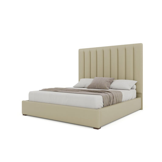 Nativa Interiors - Moyra Vertical Channel Tufted Eco-Leather Medium 67in California King Cream Bed - BED-MOYRA-VC-MID-CA-VIN-CREAM veiw 2