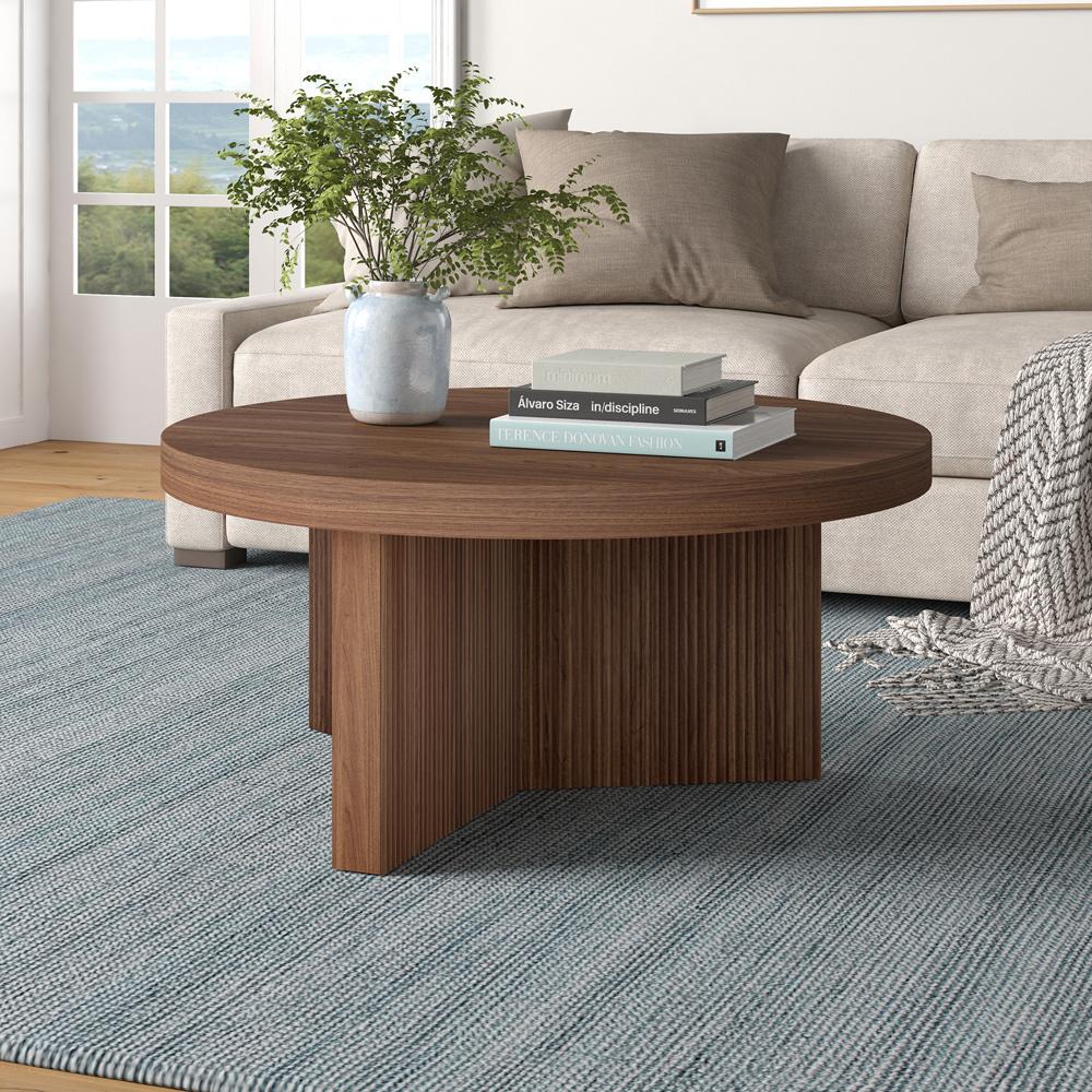 Hudson & Canal - Holm 32in Wide Round Coffee Table in Satin Walnut - CT2335 veiw 5