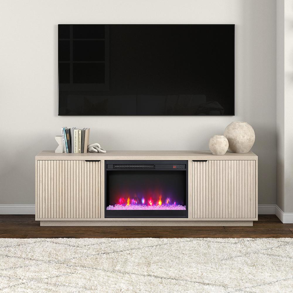 Hudson & Canal - Mansfield Rectangular TV Stand with 26in Crystal Fireplace for TVs up to 78in in Alder White - TV2313 veiw 4