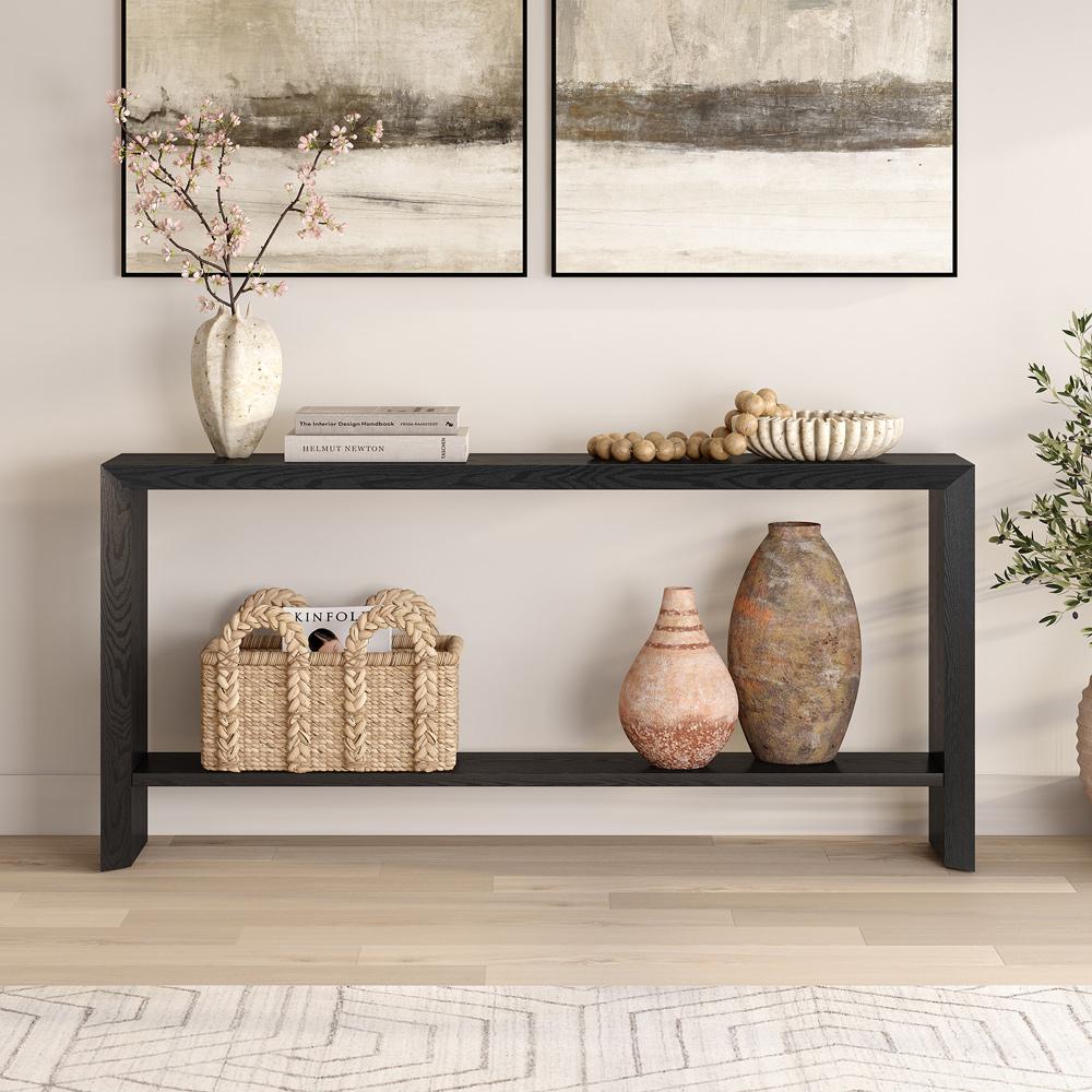 Hudson & Canal - Osman 64in Wide Rectangular Console Table in Black Grain - AT2368 veiw 4