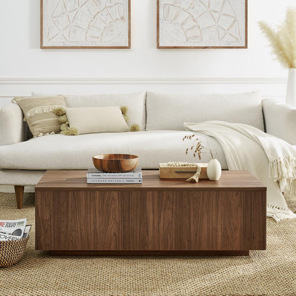 Hudson & Canal - Paxton 48in Wide Rectangular Coffee Table in Satin Walnut - CT2341 veiw 4