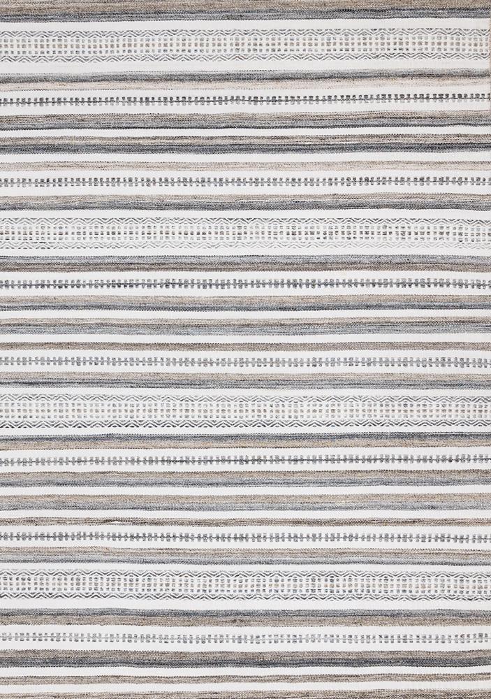 Kalora Interiors - Aspen White Grey Brown Striped Southwestern Pattern Rug, 53in x 77in - 7237 160230 veiw 1