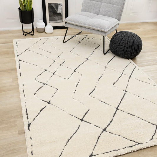 Kalora Interiors - Talia Cream Black Broken Lattice Rug, 53in x 77in - 1320/ZD26 160230 veiw 2