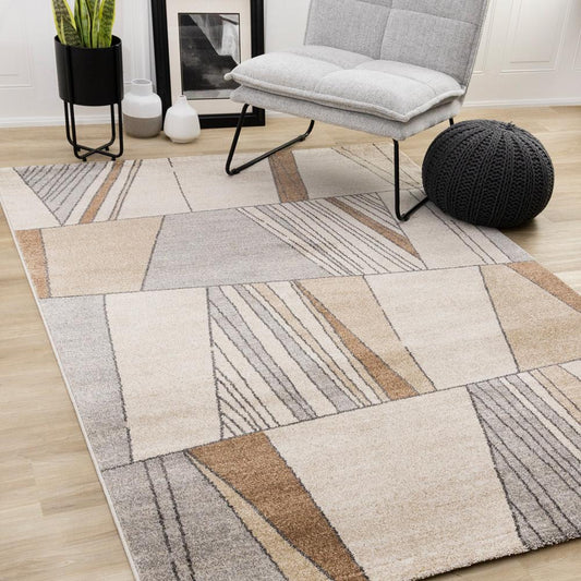 Kalora Interiors - Mae White Beige Orange Stain Glass Design Rug, 53in x 77in - 34138/6464 160230 veiw 2