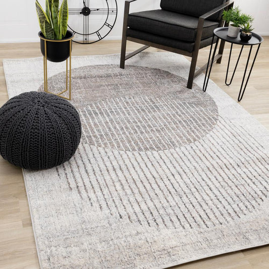 Kalora Interiors - Swift Grey White Two Merging Circles Rug, 710in x 106in - 4878A/HF62 240320 veiw 2