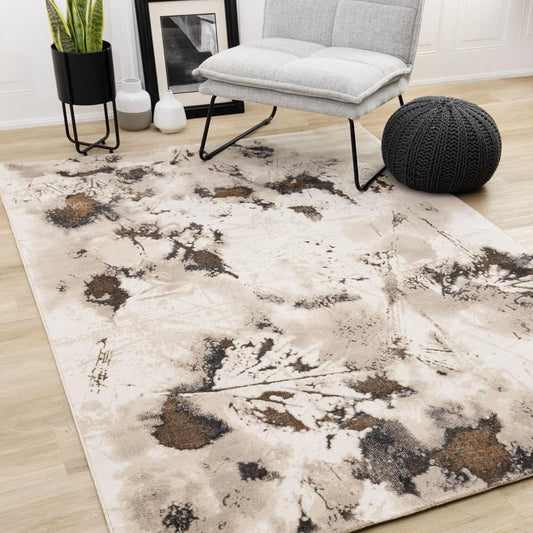 Kalora Interiors - Zola Cream Taupe Brown Distressed Foliage Rug, 53in x 77in - 5195/Z135 160230 veiw 2