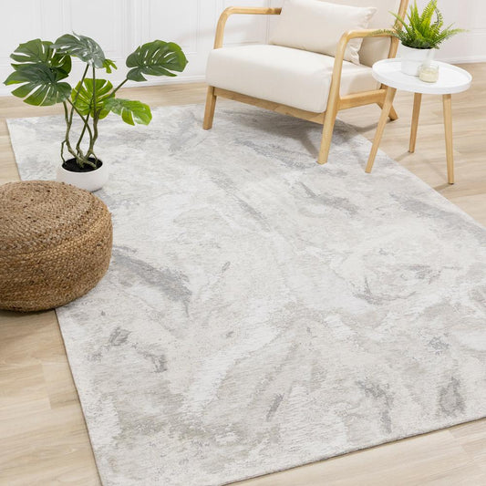 Kalora Interiors - Cathedral Cream Grey Marble Pattern Chenille Rug, 51in x 77in - 5465/04 155230 veiw 2