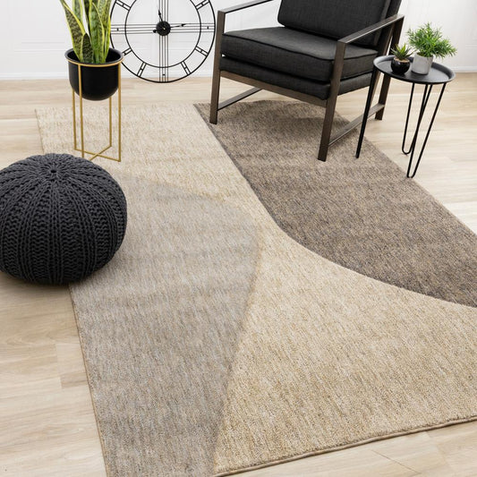 Kalora Interiors - Cora Taupe Beige Grey Curvy Design Rug, 53in x 77in - 5597/21 160230 veiw 2