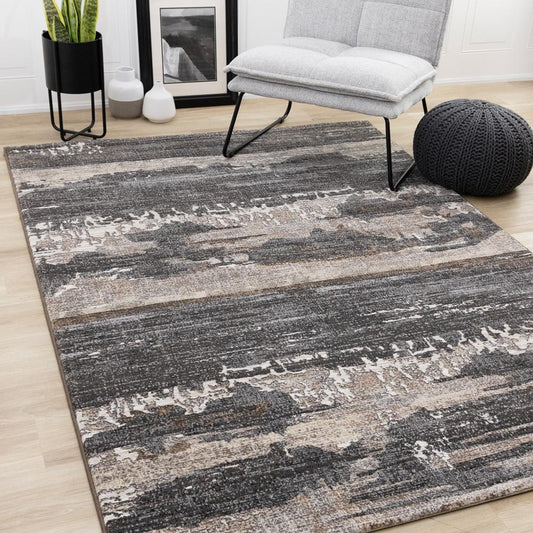 Kalora Interiors - Aurora Grey Black Cream Brown Stormy Sky Rug, 710in x 1010in - 63846/3293 240330 veiw 2