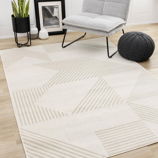 Kalora Interiors - Hayden Cream Beige Contemporary Modern Geometric Rug, 710in x 106in - E917/4161 240320 veiw 2