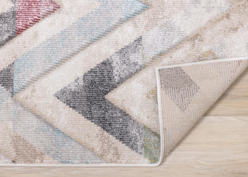 Kalora Interiors - Folio Cream Grey Blue Pink Yellow Distressed Carved Chevron Rug, 710in x 106in - F839/6272 240320 veiw 5