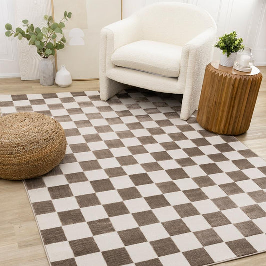 Kalora Interiors - Leo Brown White Checkers Rug, 710in x 106in - H774/9656 240320 veiw 2