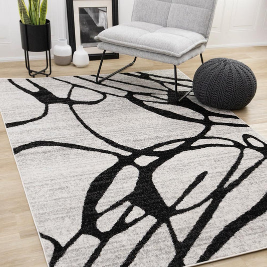 Kalora Interiors - Eclipse Grey Black Drizzle Swirl Rug, 710in x 106in - J034/9323 240320 veiw 2