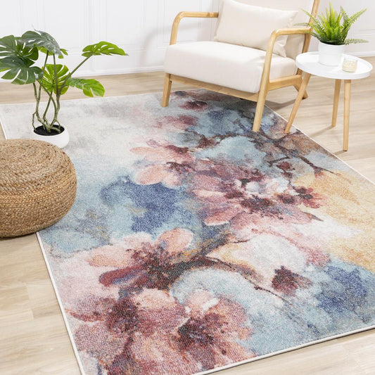 Kalora Interiors - Fresco Blue Pink Yellow Cherry Blossom Rug, 67in x 96in - F726/6252 200290 veiw 2