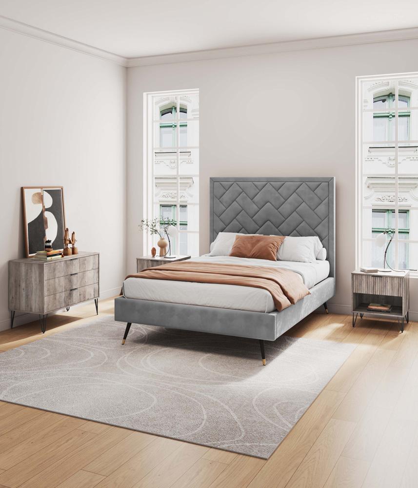 Manhattan Comfort - 2-Piece DUMBO Nightstand and Dresser with 4 Drawers in GreyRustic Grey - 2-DB01-GY veiw 10