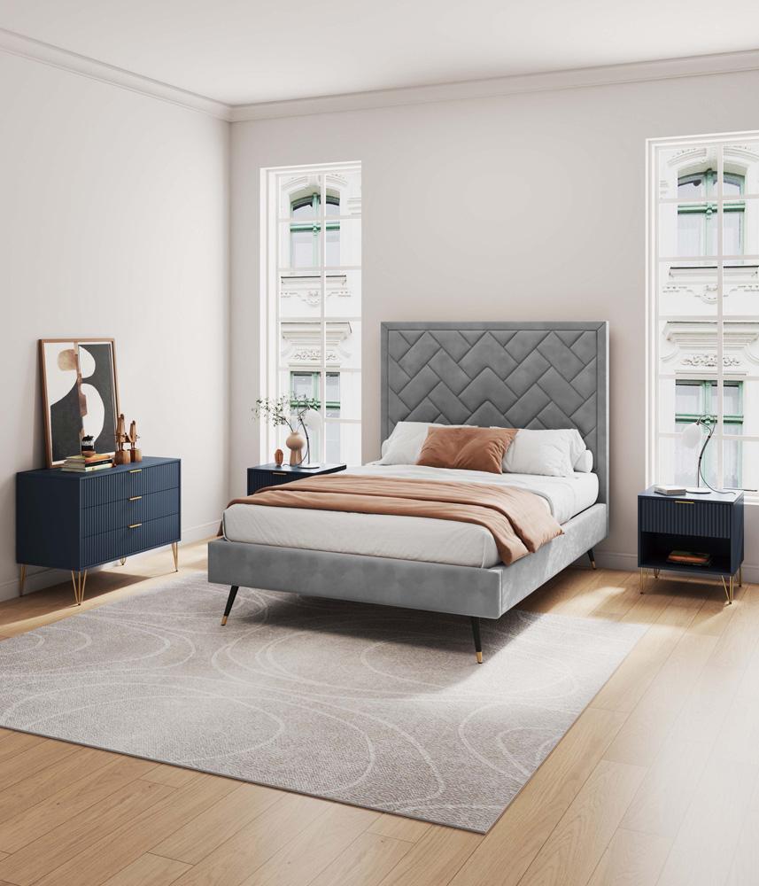 Manhattan Comfort - 2-Piece DUMBO Nightstand and Dresser with 4 Drawers in Midnight Blue - 2-DB01-MB veiw 10