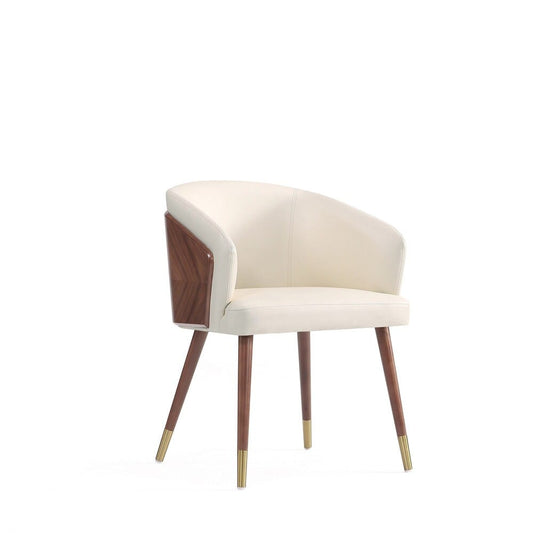 Manhattan Comfort - Raya Leatherette Dining Chair with Beech Wood Legs in Walnut and Cream - DC082-CR veiw 2