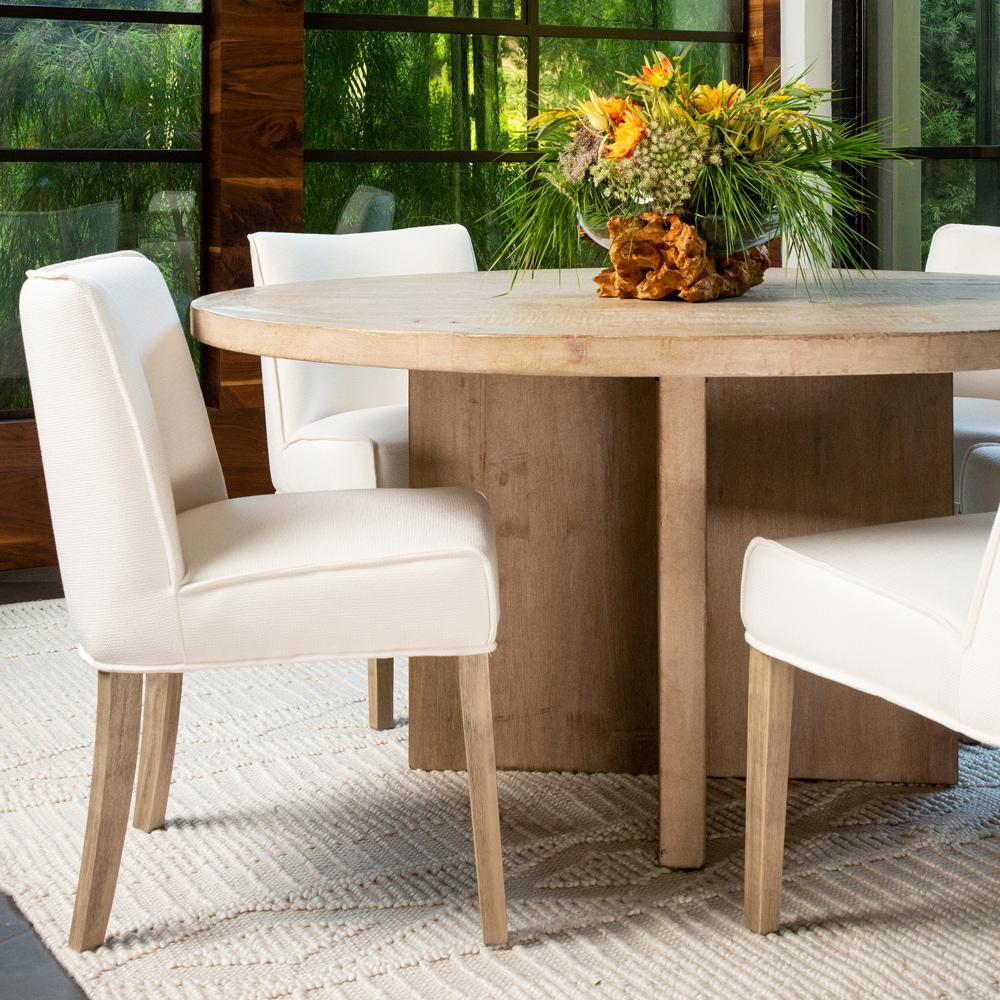 Henry & Mason - Davidson 60in Round Reclaimed Pine Wood Dining Table in Warm Wash Finish - DV7865 veiw 4