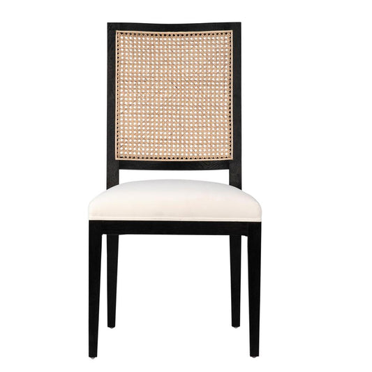 Henry & Mason - Edward Black Oak Wood with Natural Rattan and White Performance Fabric - DV7336 veiw 2