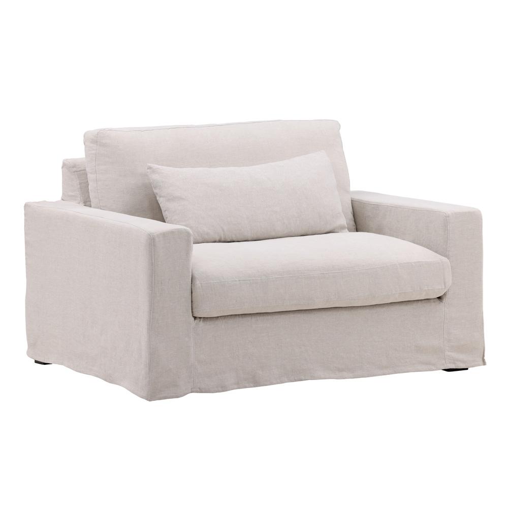 Henry & Mason - Yankee Linen Chair and a Half Frame and Slip Cover Natural veiw 1