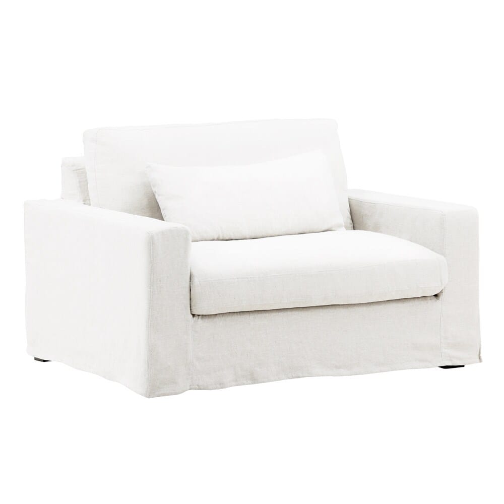 Henry & Mason - Yankee Linen Chair and a Half Frame and Slip Cover White veiw 1