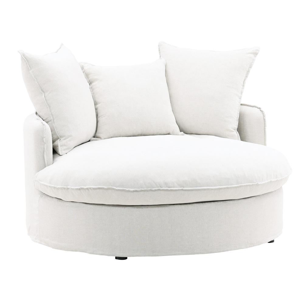 Henry & Mason - Dolcefina Birch Wood Lounger Frame and Slipcover White veiw 1