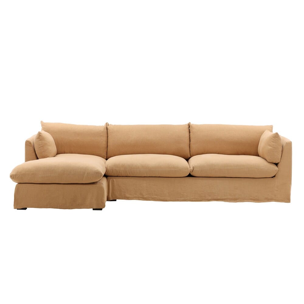 Henry & Mason - Barrister 2 Piece Chaise Sectional Frame LAF and Slipcover Wheat veiw 1