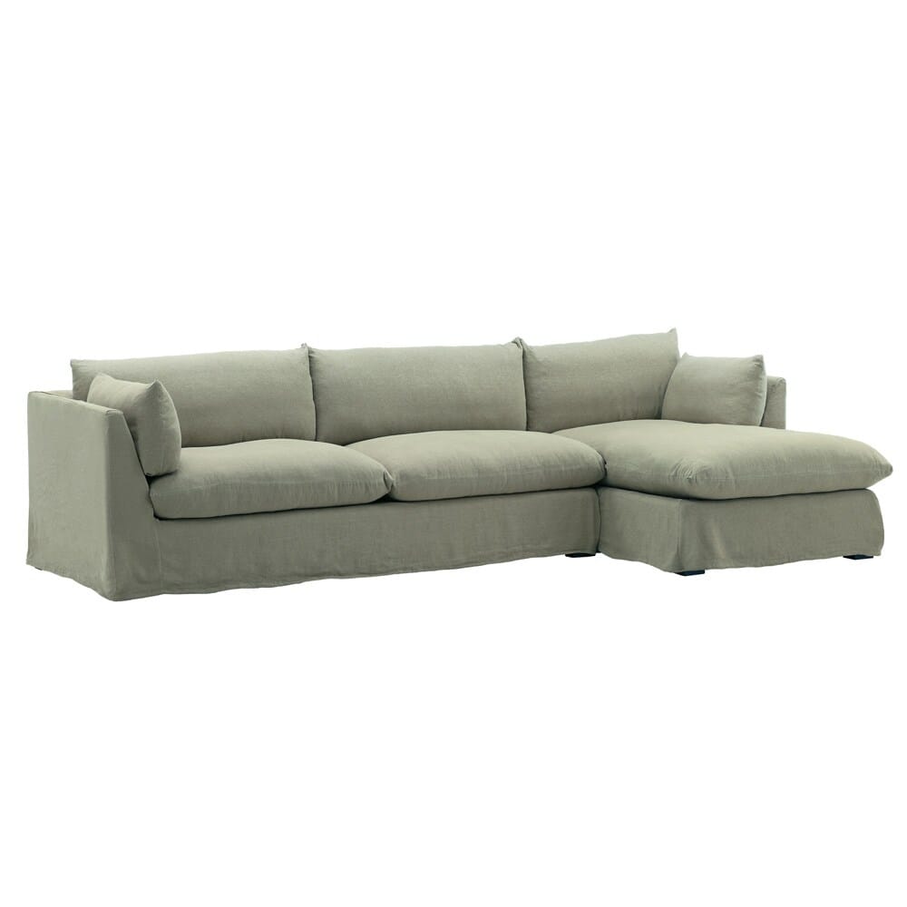 Henry & Mason - Barrister 2 Piece Chaise Sectional Frame RAF and Slipcover Forest veiw 1