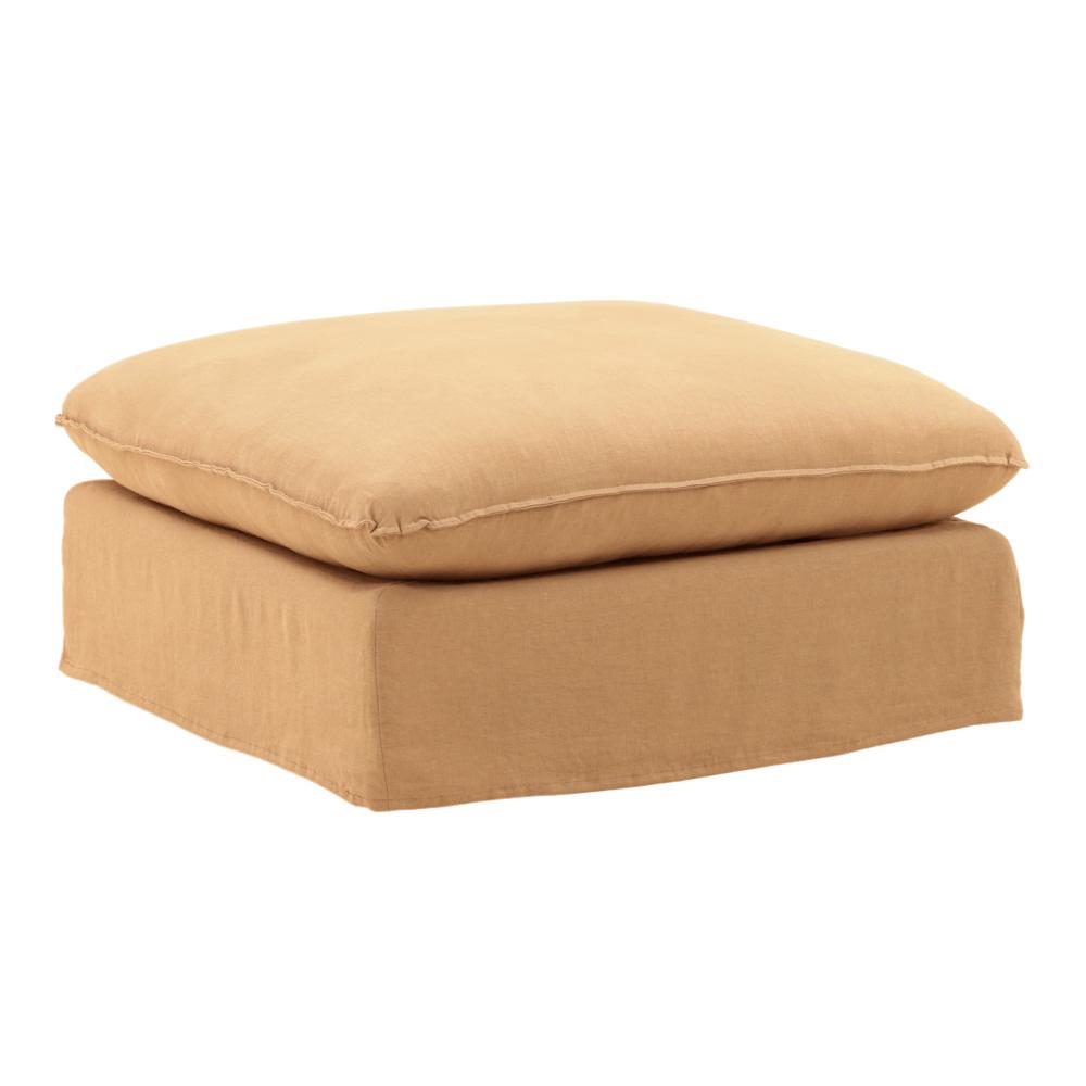 Henry & Mason - Desi Birchwood Ottoman Frame and Slipcover Wheat veiw 1