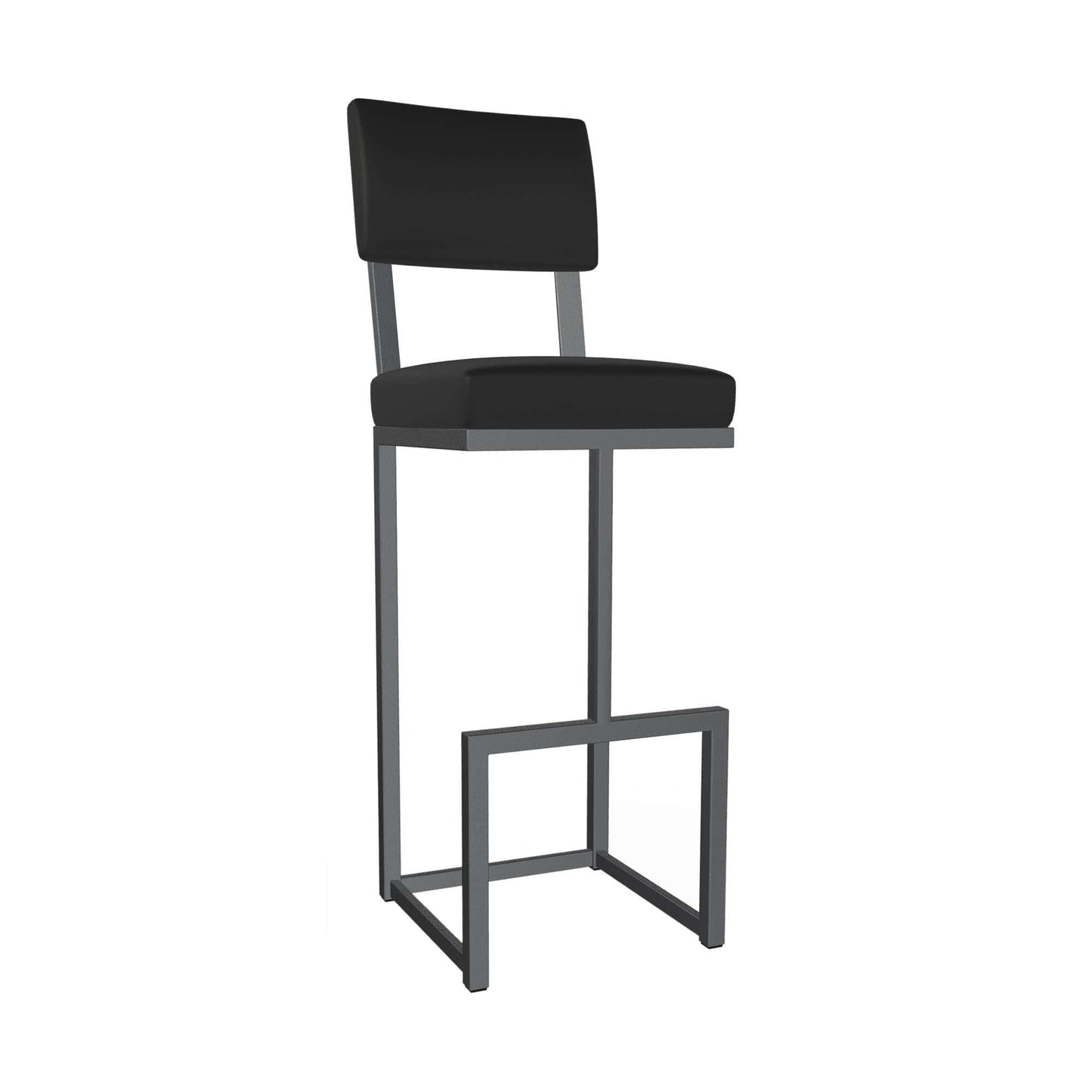 Wesley Allen - Adele 26in Counter Height Stool in Licorice Black Vinyl with a Hand Powder-Painted Lustrous Silver White Finish - B236H26-XS-SLP-DBLK veiw 1