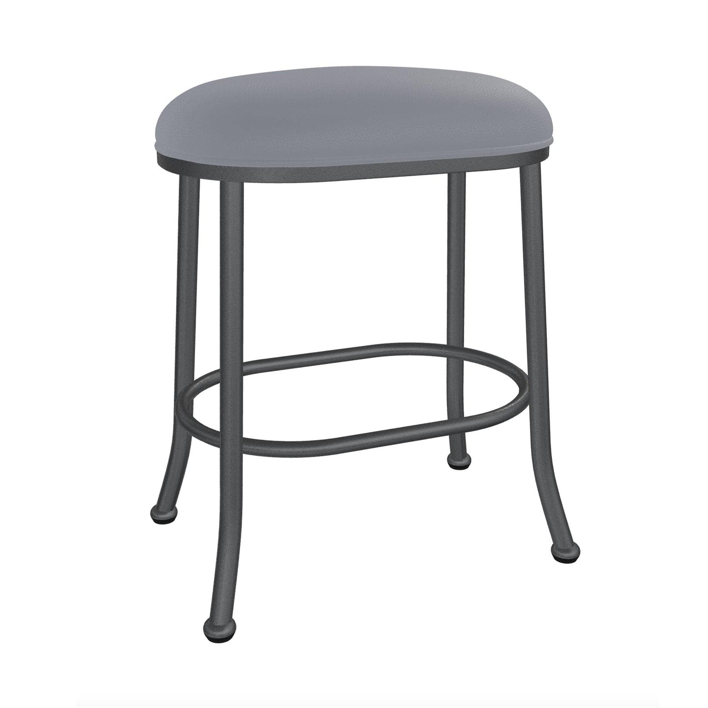 Wesley Allen - Dortmund 26in Counter Height Backless Stool in Charcoal Gray Vinyl with a Hand Powder-Painted Lustrous Silver White Finish - B245H26-XB-SLP-DST veiw 1