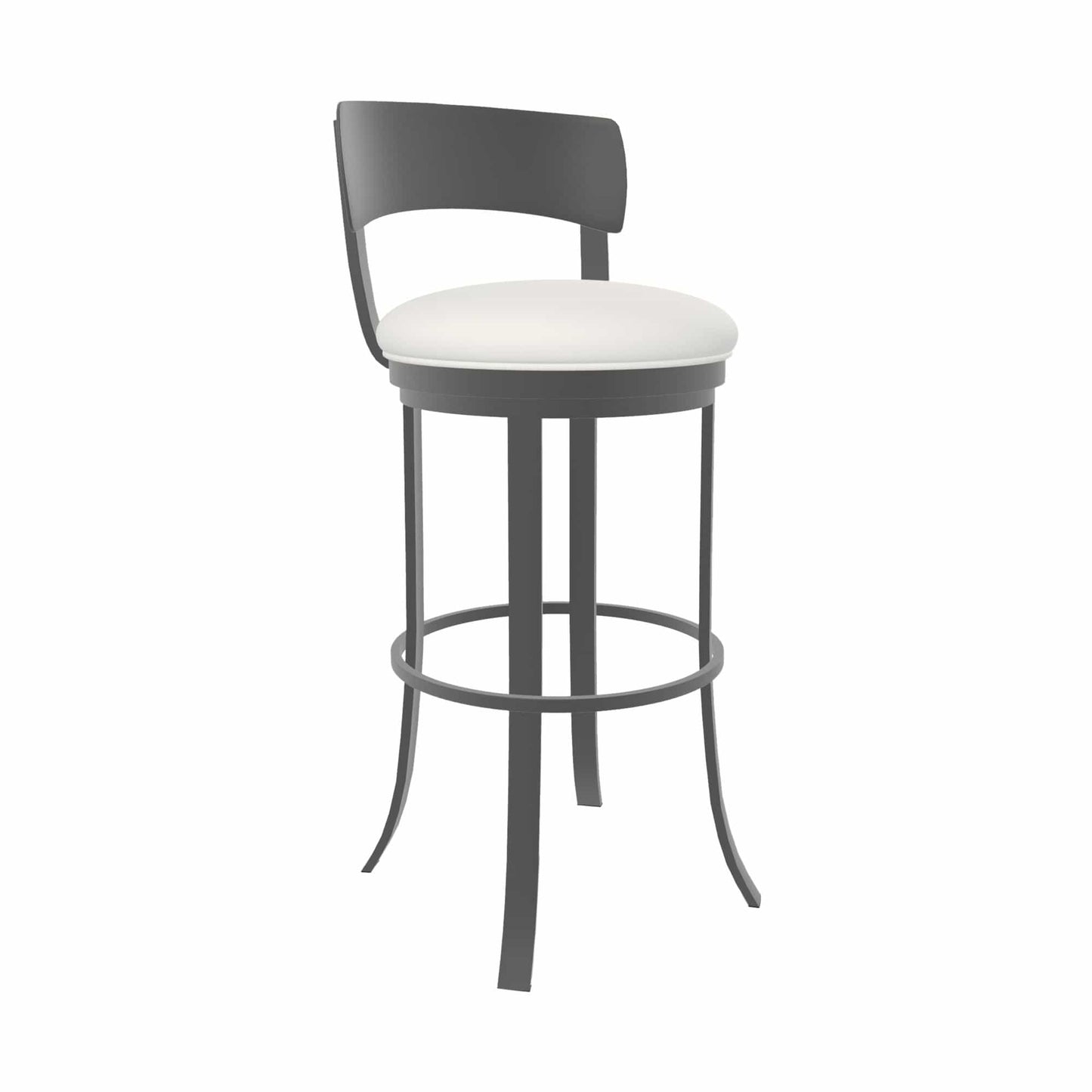 Wesley Allen - Stockholm 30in Bar Height Swivel Stool in Vail Pure White Vinyl with a Hand Powder Coated Firestone Grey Finish - B507H30-S-PTR-APW veiw 1