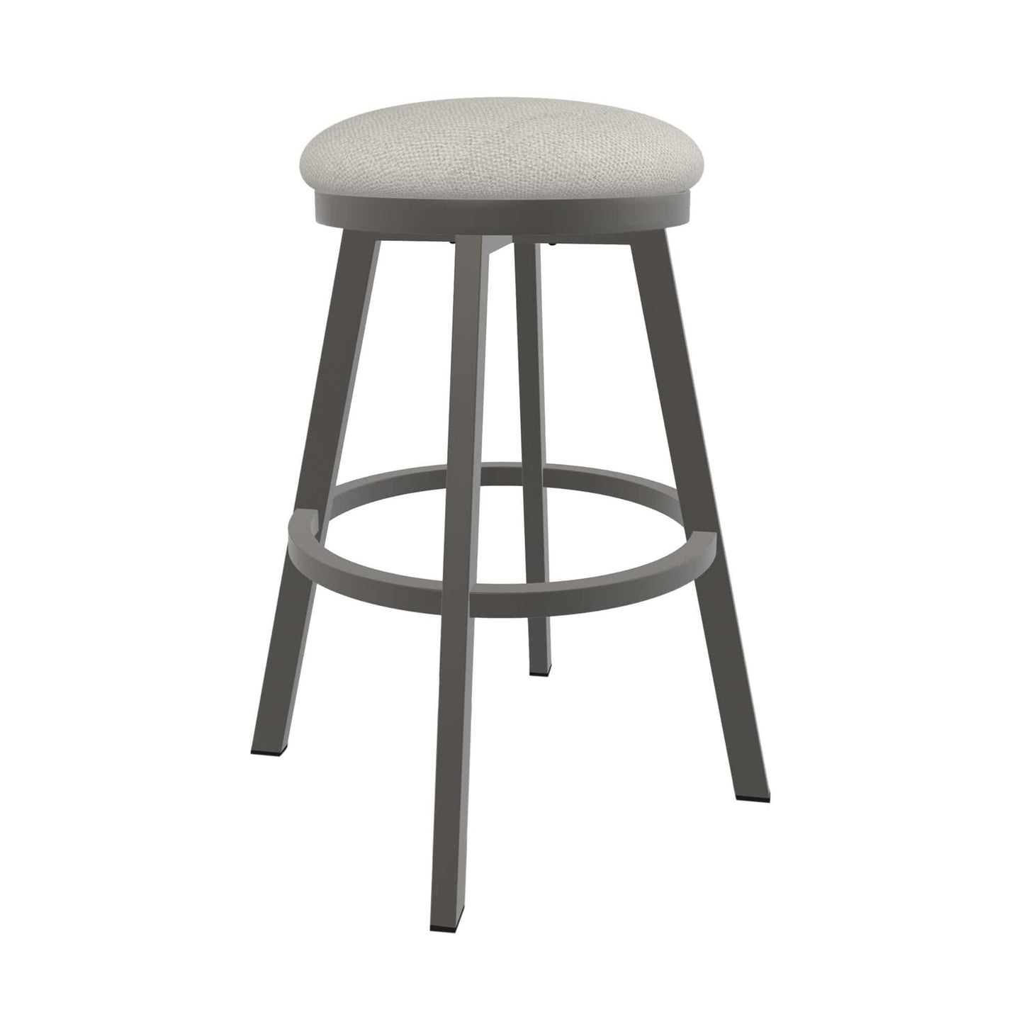 Wesley Allen - Sophia 30in Bar Height Swivel Backless Stool in Irish Mist Performance Fabric with a Hand Powder-Painted Firestone Grey Finish - B513H30-BS-PTR-FM veiw 1