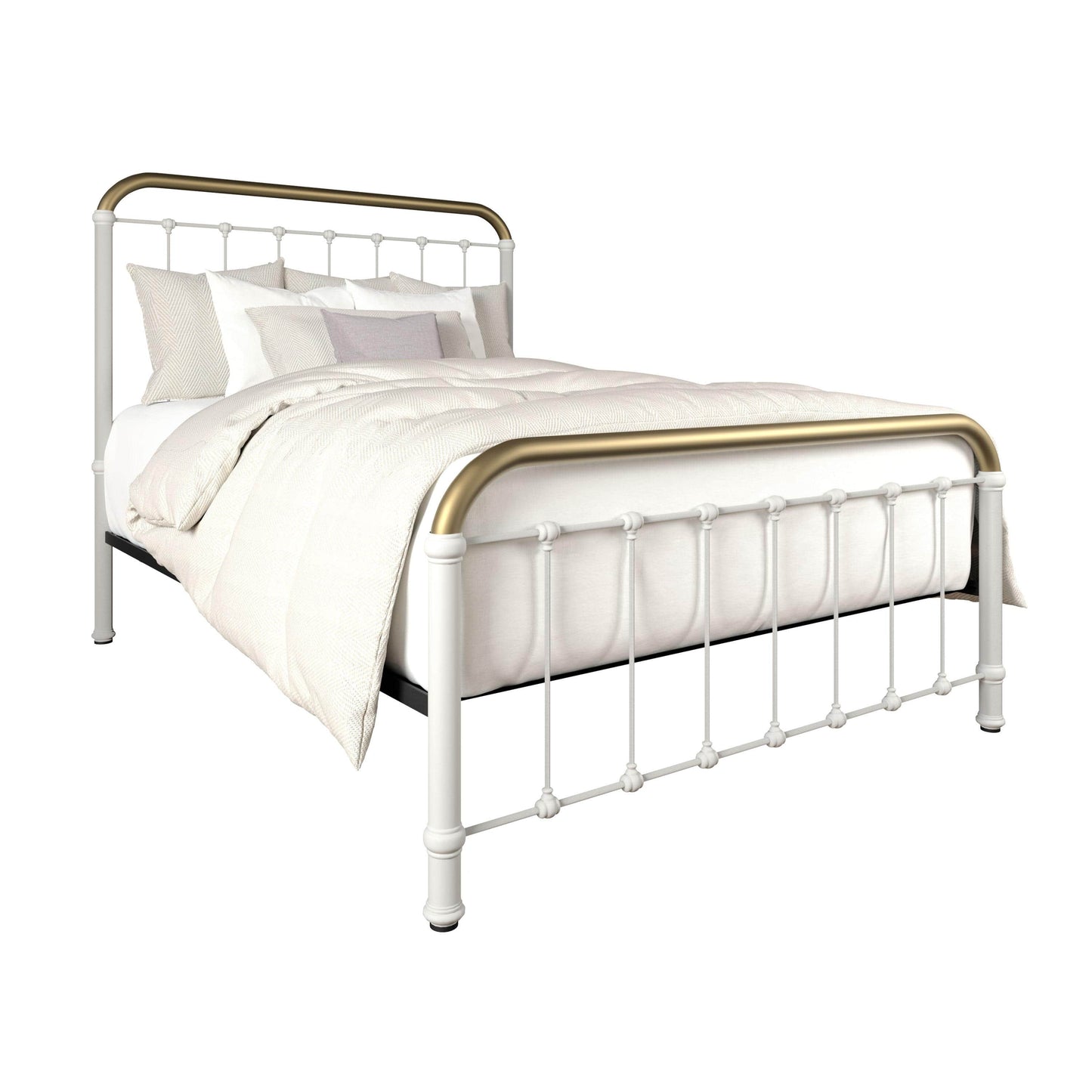 Wesley Allen - Star Complete Queen Bed in Misty White Finish w/Milky Gold Accent Finish - JA1001-5-CB-OWH-OGD veiw 1