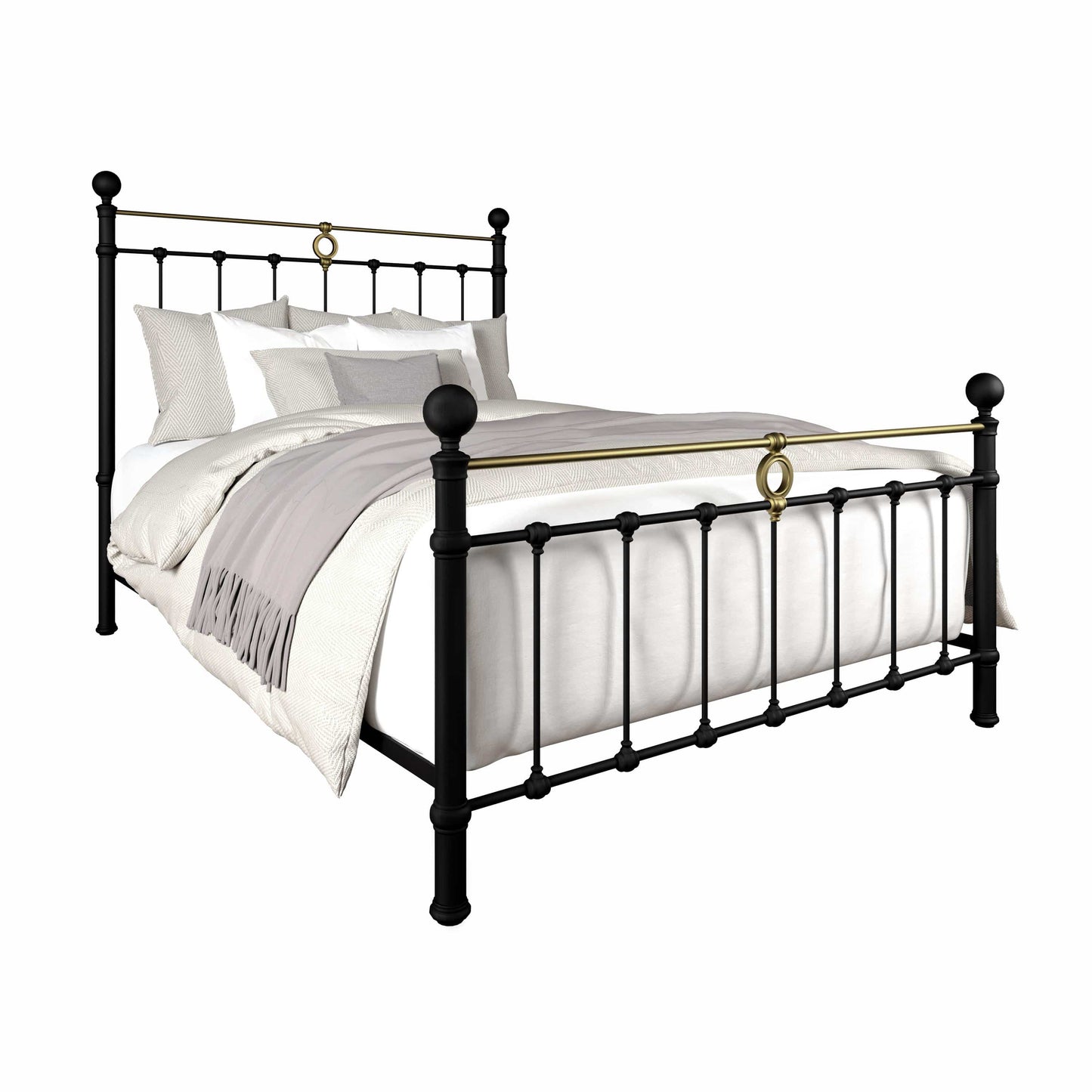Wesley Allen - Saturn Complete Queen Bed with Platform-Wood Slats in Sable Onyx Finish w/Milky Gold Accent Finish - MA1001-5-CB-WS-MB-OGD veiw 1