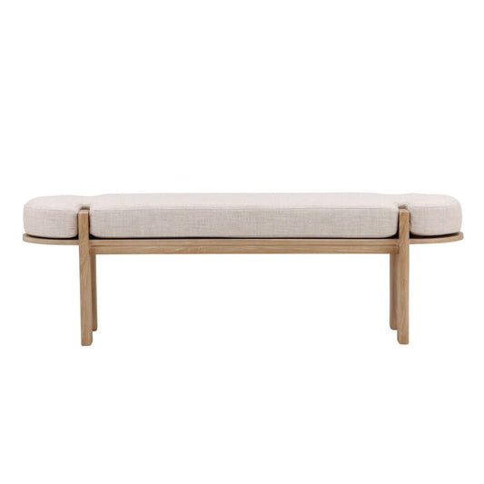Henry & Mason - Terren Natural Elm Wood Bench with Beige Upholstery - DV7090 veiw 2