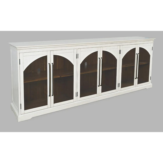 Jofran - Archdale 96in Gothic Arch Transitional Sideboard Storage Cabinet with Glass Doors in White - 2293-96 veiw 2