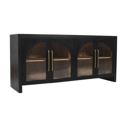 Jofran - Archimedes 70in Curved Arch Four Door Sideboard Storage Cabinet in Black - 2433-70 veiw 2