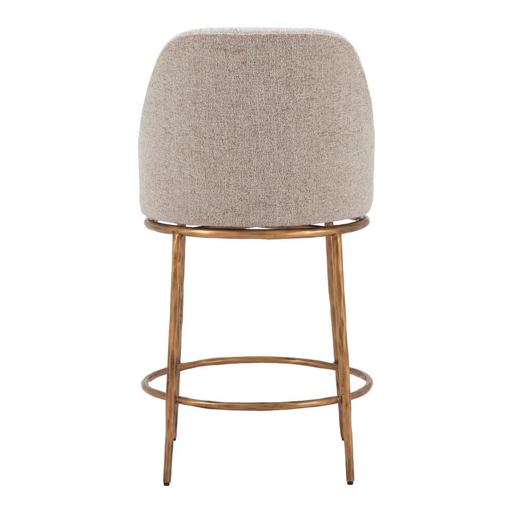 Zuo Modern - Nordhavn Swivel Counter Stool Beige & Gold - 110272 veiw 4