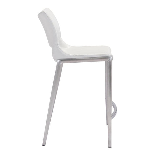 Zuo Modern - Ace Counter Stool (Set of 2) White & Silver - 101390 veiw 2