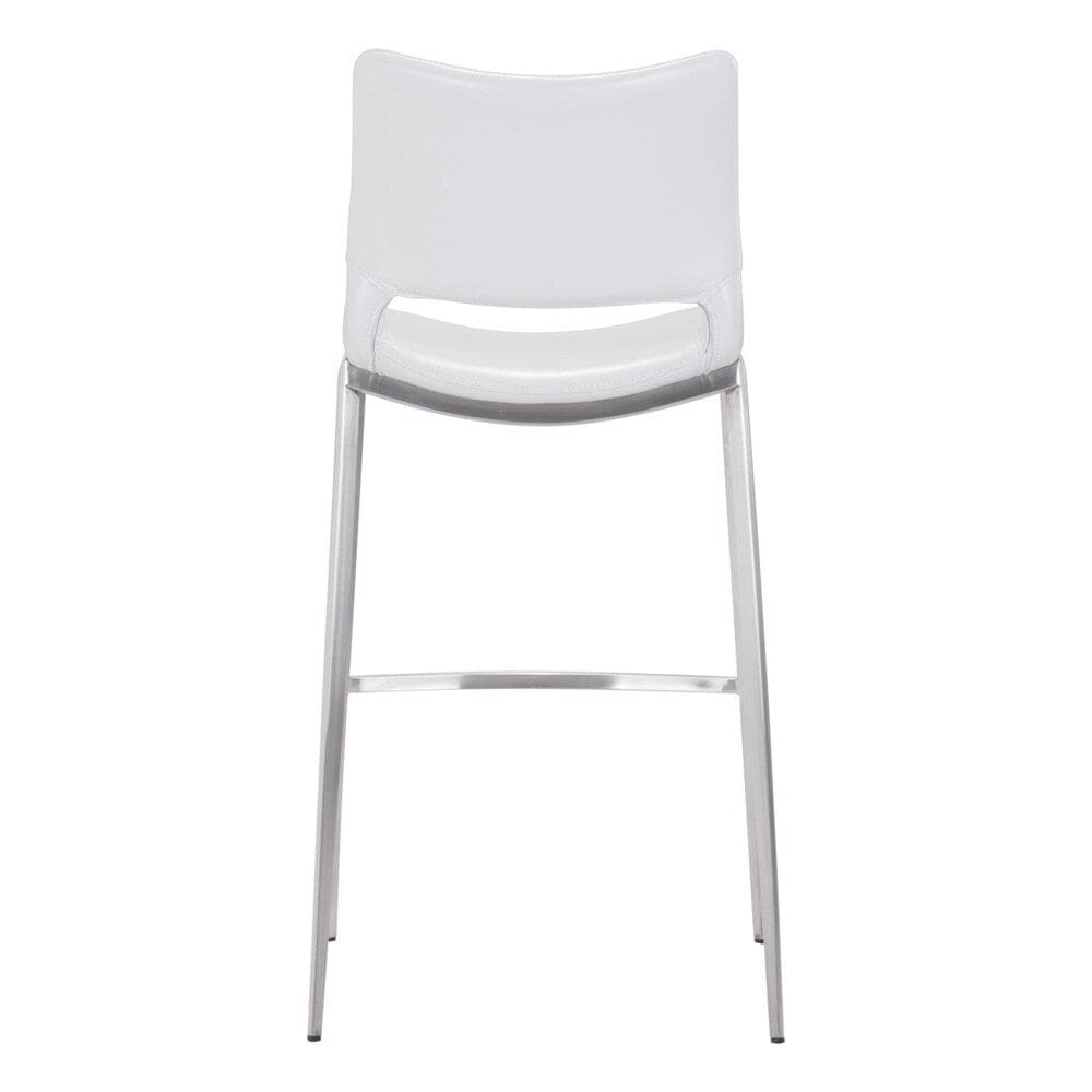 Zuo Modern - Ace Barstool (Set of 2) White & Silver - 101283 veiw 4