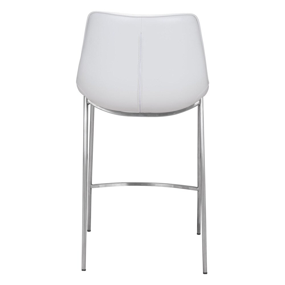 Zuo Modern - Magnus Counter Stool (Set of 2) White & Silver - 101408 veiw 4