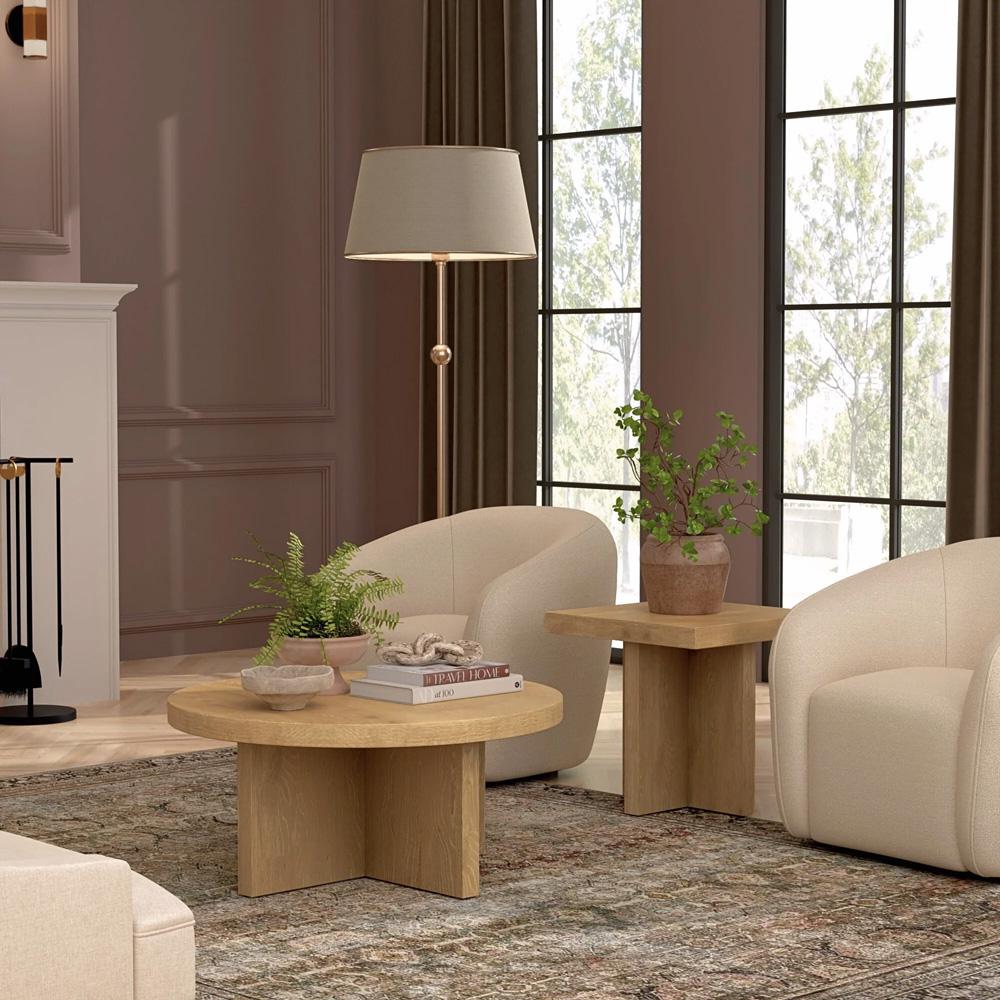 Alpine Furniture - Donte Round Coffee Table, Natural - 6798NAT-65 veiw 6