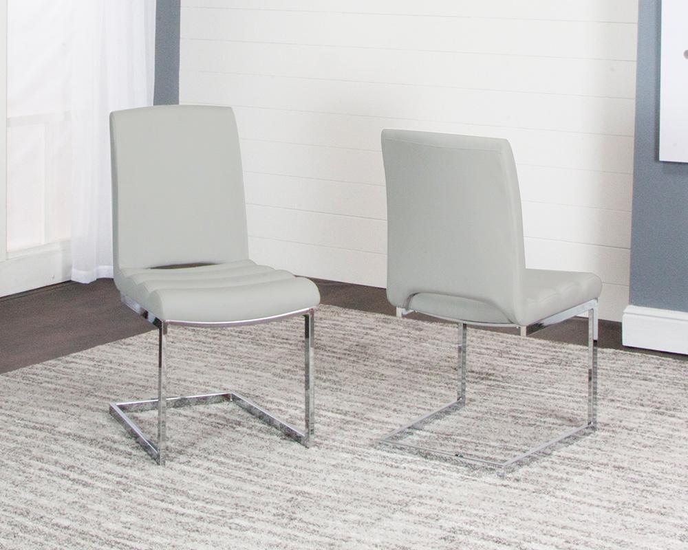Sunset Trading - Delta Upholstered Fabric Dining Chairs (Set of 2) - Light Gray/Silver Chrome Legs - CR-G5115-03-2 veiw 1