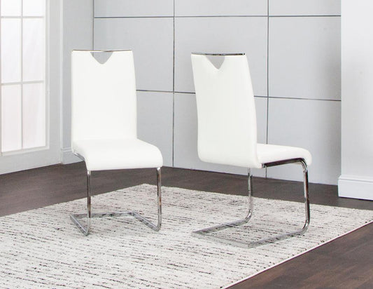 Sunset Trading - Doral Faux Leather Upholstered Dining Chairs (Set of 2) - White/Silver Chrome Legs - CR-ND103-03-2 veiw 2