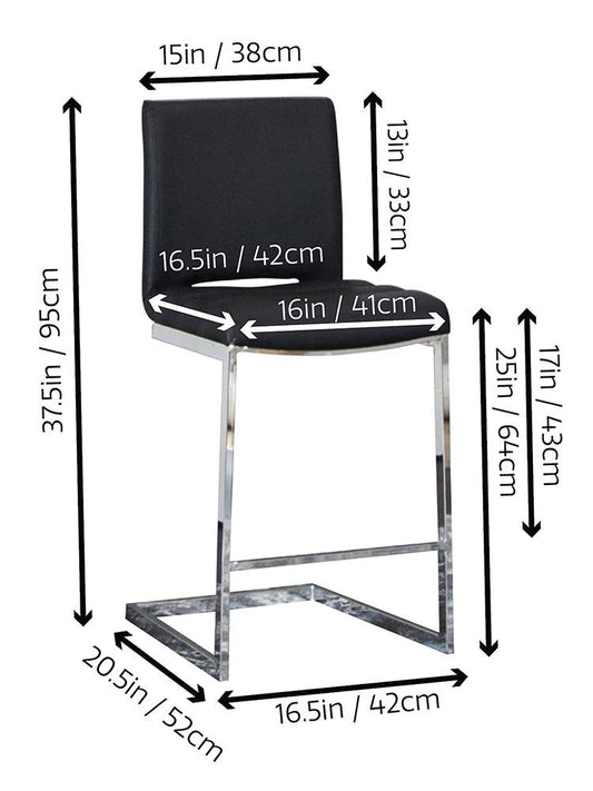 Sunset Trading - Delta 24in Upholstered Barstools (Set of 2) - Black/Silver Chrome Legs - CR-G5115-24-2 veiw 2