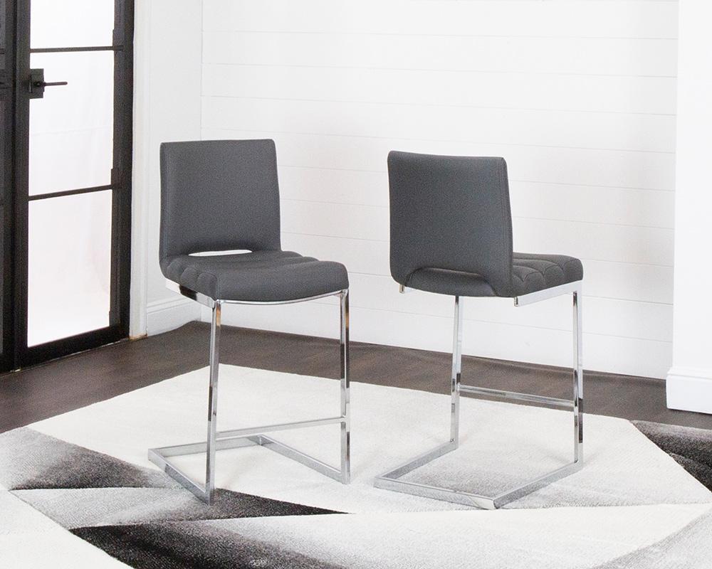 Sunset Trading - Delta 24in Upholstered Barstools (Set of 2) - Dark Gray/Silver Chrome Legs - CR-G5115-26-2 veiw 2